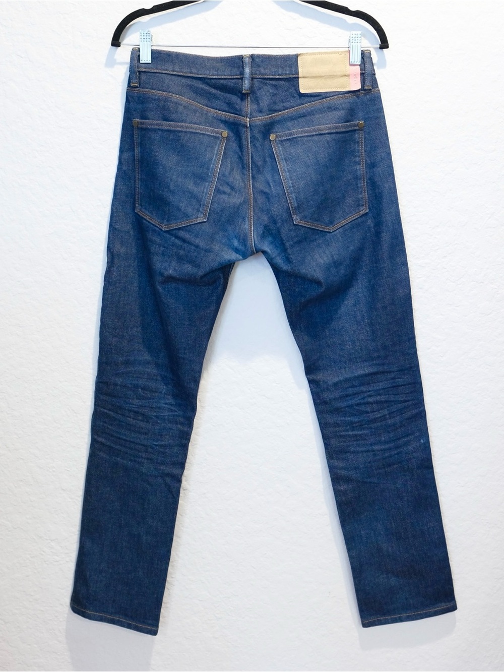 Acne Studios Blå Konst Max Indigo Jeans Size 30x29 Slim Fit Low Rise Zip Italy - Picture 2 of 9